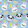 Printed Anti Pil Polar Fleece | Panda & Bunnies Blue