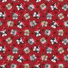 Christmas Jersey Fabric | Festive Pug Red