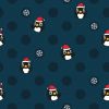 Christmas Jersey Fabric | Christmas Penguin Blue