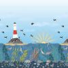 Puffin Rock Lewis & Irene Fabric | Double Egde Border