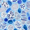 Lewis & Irene Porcelain & Seaglass Fabric by Stuart Hillard | Sea Glass and Pottery Light Blue