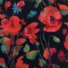 Cotton Lawn Digital Print | Poppies Black