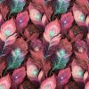 Premium Atelier Viscose Satin Fabric Digital Print | Feathers Pink