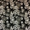 Jersey Cotton Fabric | Skulls Black/White