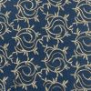 Embroidered Denim Fabric | Metallic Floral Dark Blue