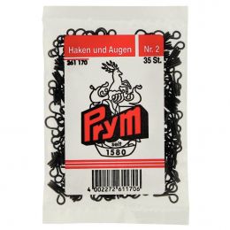 Hooks & Eyes, Steel Size 2, Black, 35pcs Envelope | Prym