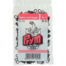 Hooks & Eyes, Steel Size 3 Lrg, Black, 30pcs Envelope | Prym