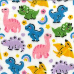 Printed Anti Pil Polar Fleece | Baby Dinosaurs Ivory