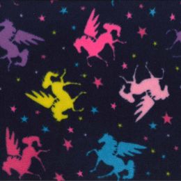 Printed Anti Pil Polar Fleece | Unicorns & Stars Navy