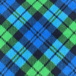Printed Anti Pil Polar Fleece | Tartan Green & Blue