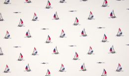 Jersey Cotton Fabric | Sailing Boats White