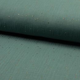 Double Gauze Fabric | Metallic Dash Mint