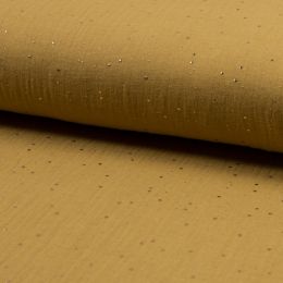 Double Gauze Fabric | Metallic Dash Caramel