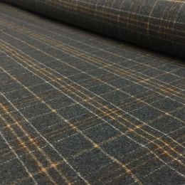 Wool Blend Fabric | Check Dark Grey