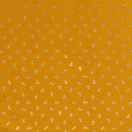 Cotton Rich Jersey Fabric | Foil - Anchors Ochre