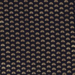 Cotton Rich Jersey Fabric | Foil - Rainbows Navy