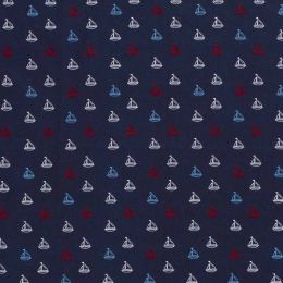 Cotton Print Fabric | Sail Away - Yachts Navy Multi