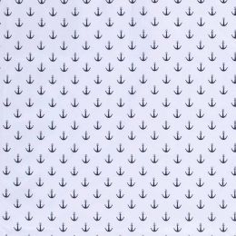 Cotton Print Fabric | Sail Away - Anchors Ice Blue