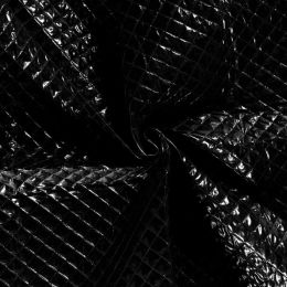 Quilted Coating Fabric | Foiled Crosshatch Black