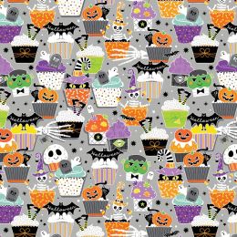 Chills & Thrills Fabric | Halloween Treats Grey