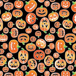 Chills & Thrills Fabric | Spooky Pumpkins Black