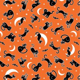 Chills & Thrills Fabric | Spooky Cat Orange