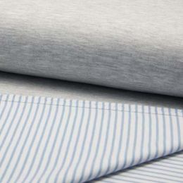 Luxury Sweatshirt Fabric | Marl Front - Stripe Reverse Blue