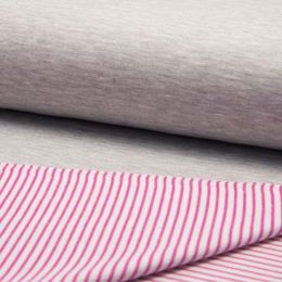 Luxury Sweatshirt Fabric | Marl Front - Stripe Reverse Pink
