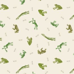 Small Things Rivers & Creeks Fabric | Frogs & Toads Cream