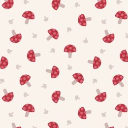 Country Comforts Flannel Lewis & Irene | Red Toadstools On Cream