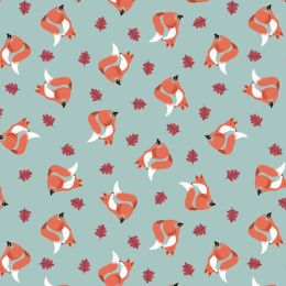 Country Comforts Flannel Lewis & Irene | Friendly Fox On Duck Egg