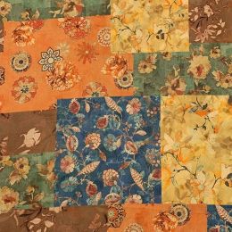 Cotton Lawn Digital Print | Flower Patchwork Amber