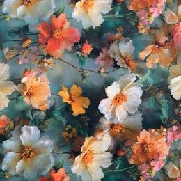Cotton Lawn Digital Print | Watercolour Floral Teal