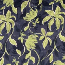 Premium Atelier Viscose Satin Fabric Digital Print | Botanical Black