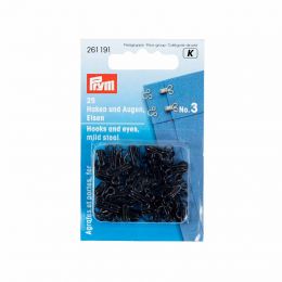 Hooks & Eyes, Steel Size 3 Lrg, Black, 25pcs | Prym