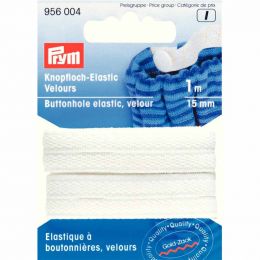 Buttonhole Elastic Velour, 15mm x 1m - White | Prym