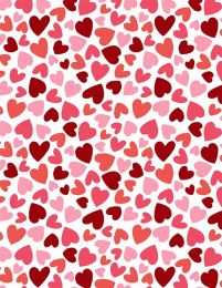Happy Hearts Fabric | Packed Hearts White