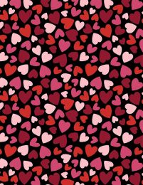 Happy Hearts Fabric | Packed Hearts Black