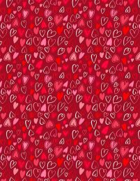 Happy Hearts Fabric | Hearts All Over Red