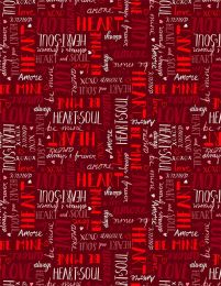 Happy Hearts Fabric | Words All Over Red