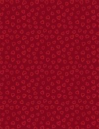 Happy Hearts Fabric | Heart Outlines Red
