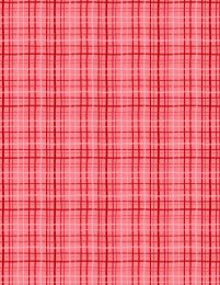 Happy Hearts Fabric | Plaid Red