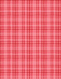 Happy Hearts Fabric | Plaid Red