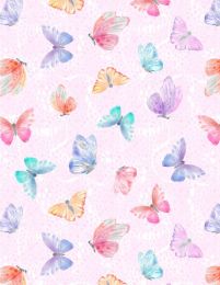 Winged Whisper Fabric | Butterflies All Over Pink