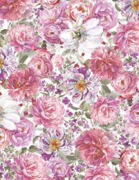 Blush Garden Fabric | Packed Floral White
