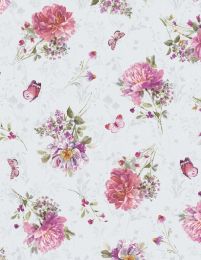 Blush Garden Fabric | Bouquet Toss Grey