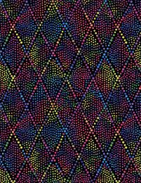 Diamond Dots Extra Wide Fabric | Black/Multi