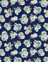 Blissful Fabric | Floral Toss Navy