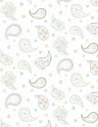 Blissful Fabric | Paisley Contour White