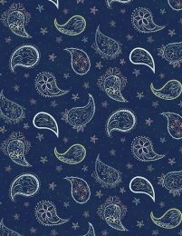 Blissful Fabric | Paisley Contour Navy